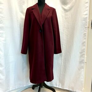 Zara Burgundy maroon single breasted relaxed fit coat Sz M NWT brand new